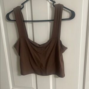 Brown Ribbed Women's Top